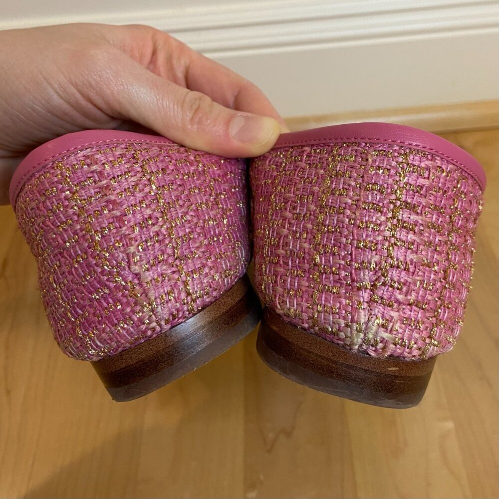 Sam Edelman Pink Tweed Loafers with Gold Hardware - Picture 6 of 8
